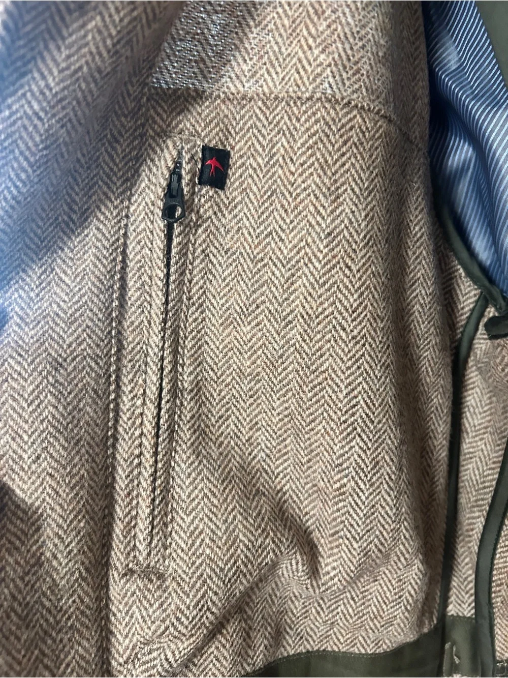 New With Tags Relwen Heritage Trap Blazer Large Herringbone Light Brown